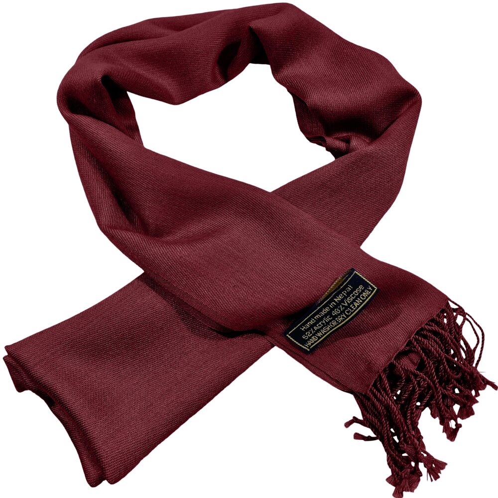 2062 Maroon Burgundy Nepalese Solid Color Design Fashion Scarf Seconds
